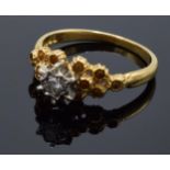 18ct gold and diamond ring. 3.6 grams. UK size O.