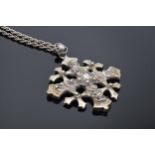 A silver Jerusalem Cross pendant and white metal. 33.2 grams. '800 Jerusalem'. 47cm length of chain.