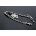 Albo Silver Albert watch chain with hallmarked silver fob. 39.3 grams. 33cm long.