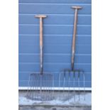 Agricultural interest: a root basket / beet fork together with a potato fork, one made by Brades