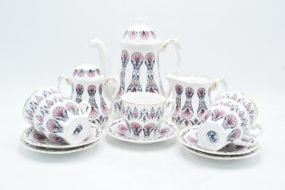 Artfil Bone China Romania pottery coffee set to include a coffee pot, 5 cups and saucers, a milk jug
