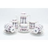 Artfil Bone China Romania pottery coffee set to include a coffee pot, 5 cups and saucers, a milk jug