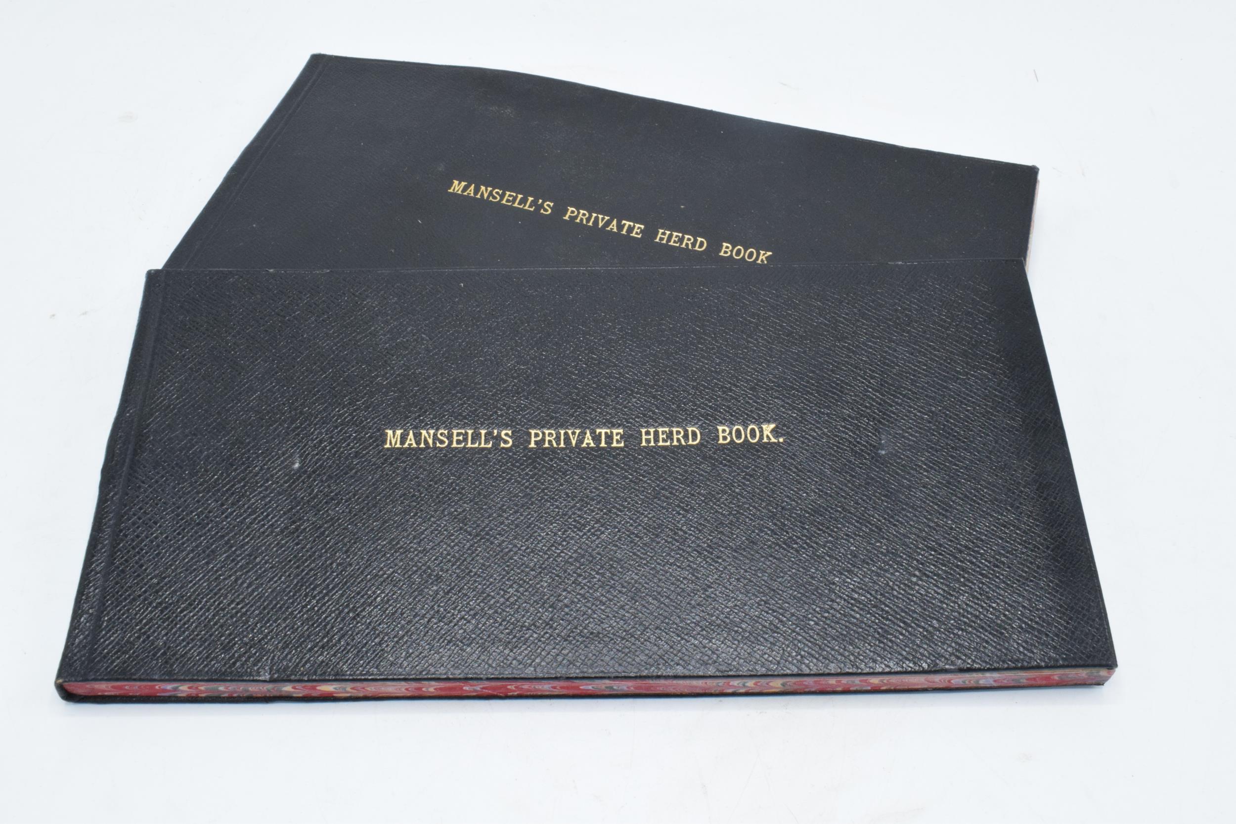 Agricultural Interest: a pair of Mansell's Private Herd Book published by Alfred Mansell and Co of