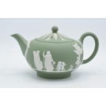 Wedgwood Sage Green Jasperware teapot. In good condition with no obvious damage or restoration.