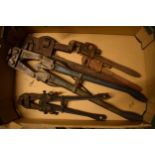 A collection of vintage tools to include Record 924 bolt cutters, similar Record 614, Herma and