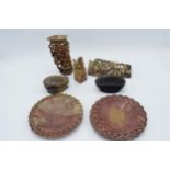 A collection of 19th century soapstone items to include figures, bowls and similar to include a seal