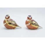 A pair of Royal Crown Derby paperweights in the form of Chaffinches. First quality with stoppers. In