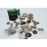 A mixed collection of items to include coinage from around the world to include British pre 1946