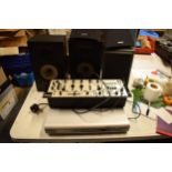 A collection of Hi Fi and audio equipment and similar to include Numark CM100 mixing board, a pair