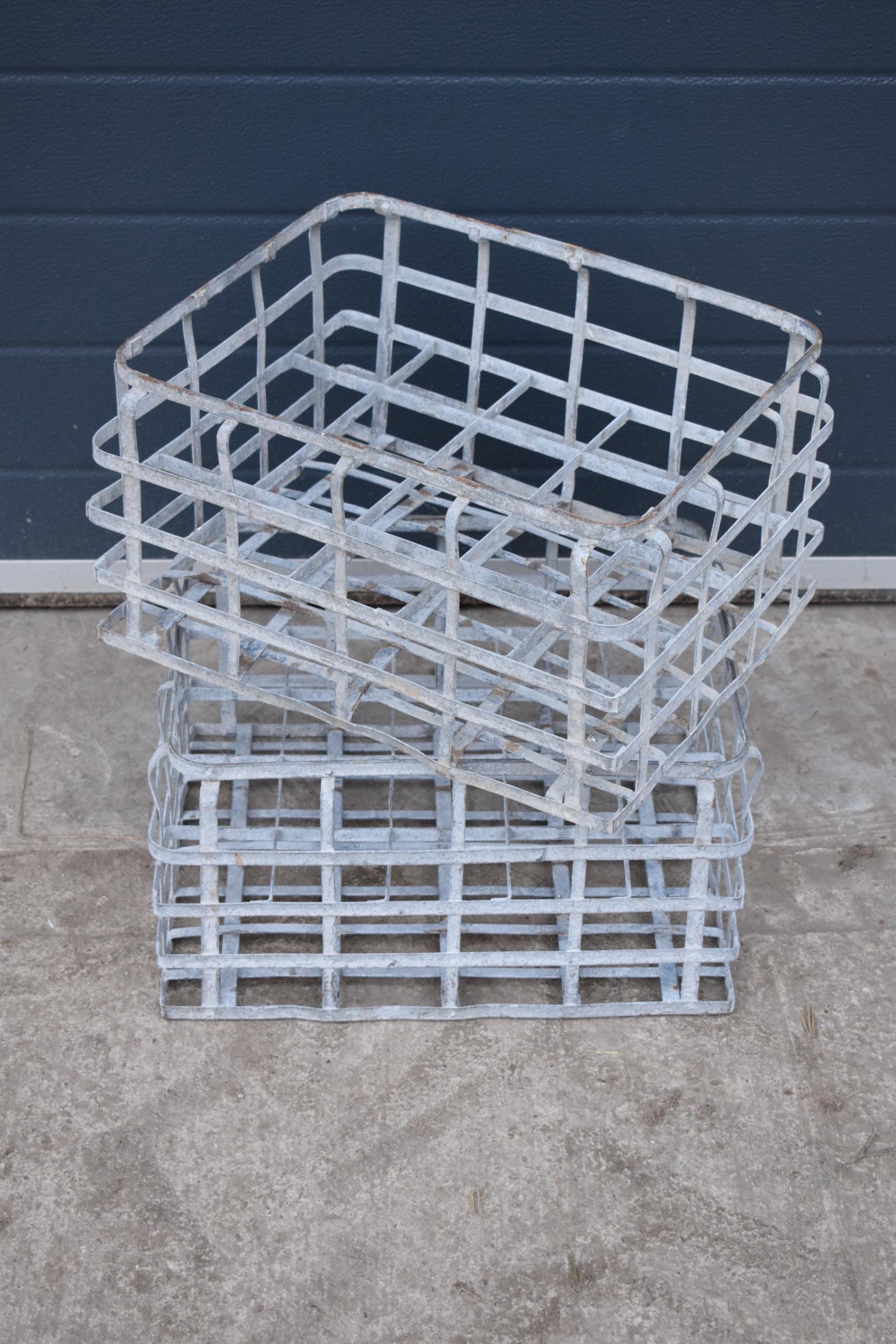 A pair of vintage metal stacking milk crates. Each to hold 16 bottles. Approx 44 x 35cm. - Image 6 of 6