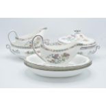 A collection of Wedgwood Kutani Crane dinner ware to include 2 tureens (1 without lid), 2 gravy