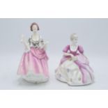 Royal Doulton lady figure Ballad Seller HN2266 and Coalport Ladies of Fashion figure Joy (2). In