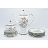 A collection of Wedgwood Kutani Crane pottery to include a coffee pot, lidded sugar, 3 small