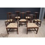 George III mahogany set of country Chippendale style dining chairs to consist of 2 carver chairs