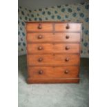 Victorian wooden 2 over 4 chest of drawers with turned wooden handles. 106 x 52 x 122cm tall. In