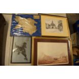 A collection of 20th century prints and similar items to include The Old Town Hall Bridgnorth, the