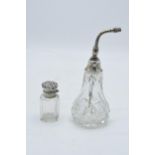 A silver topped scent bottle with a stopper (Birmingham 1910) together with a sterling silver topped