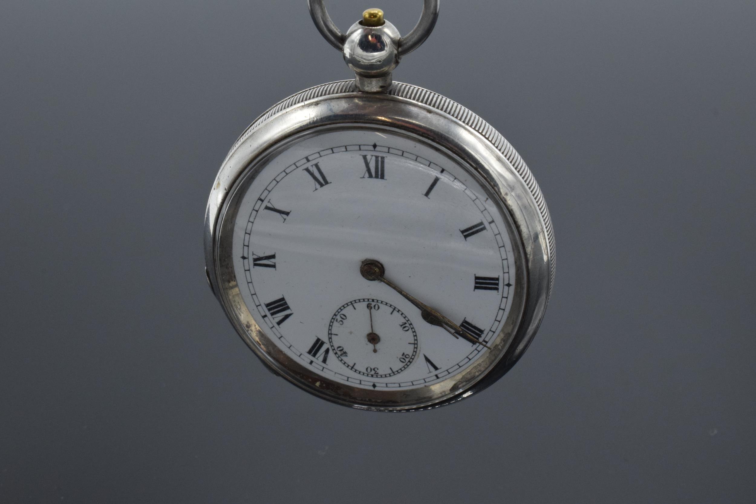 Silver pocket watch with key. Birmingham 1936. Untested.