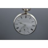 Silver key-wind pocket watch with hallmark to link. In ticking order but untested for long periods