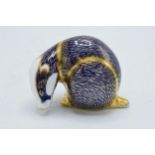 Royal Crown Derby paperweight in the form of a badger. First quality with stopper. In good condition