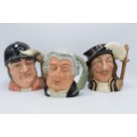 A trio of large Royal Doulton character jugs to include Lawyer D6498, Gone Away D6531 and Athos