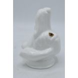 James Kent Old Foley fine bone china stirrup cup in the form of a dog's head in a white glaze. In