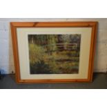 A framed Claude Monet print of Waterlilies. 68 x 57cm inc frame.