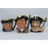 A trio of large Royal Doulton character jugs to include Guardsman D6568, Tony Weller and Cyrano de
