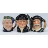 A trio of large Royal Doulton character jugs to include Bacchus D6499, Lobsterman D6617 and Sancho