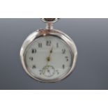 A silver cased pocket watch, top wind, 800 silver.
