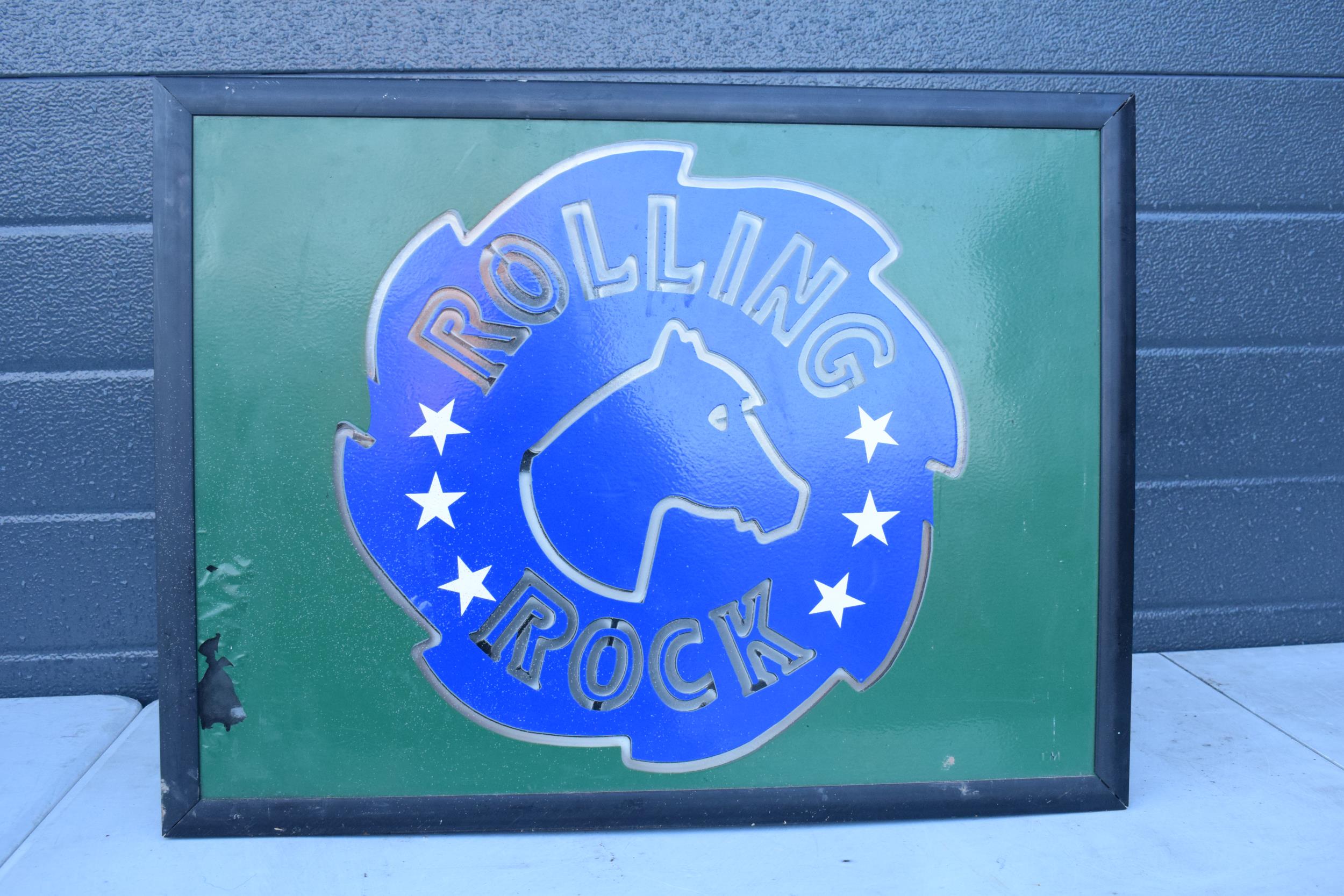 A late 20th century Rolling Rock beer neon advertising sign. 63 x 48cm. NO POSTAGE. - Image 2 of 8