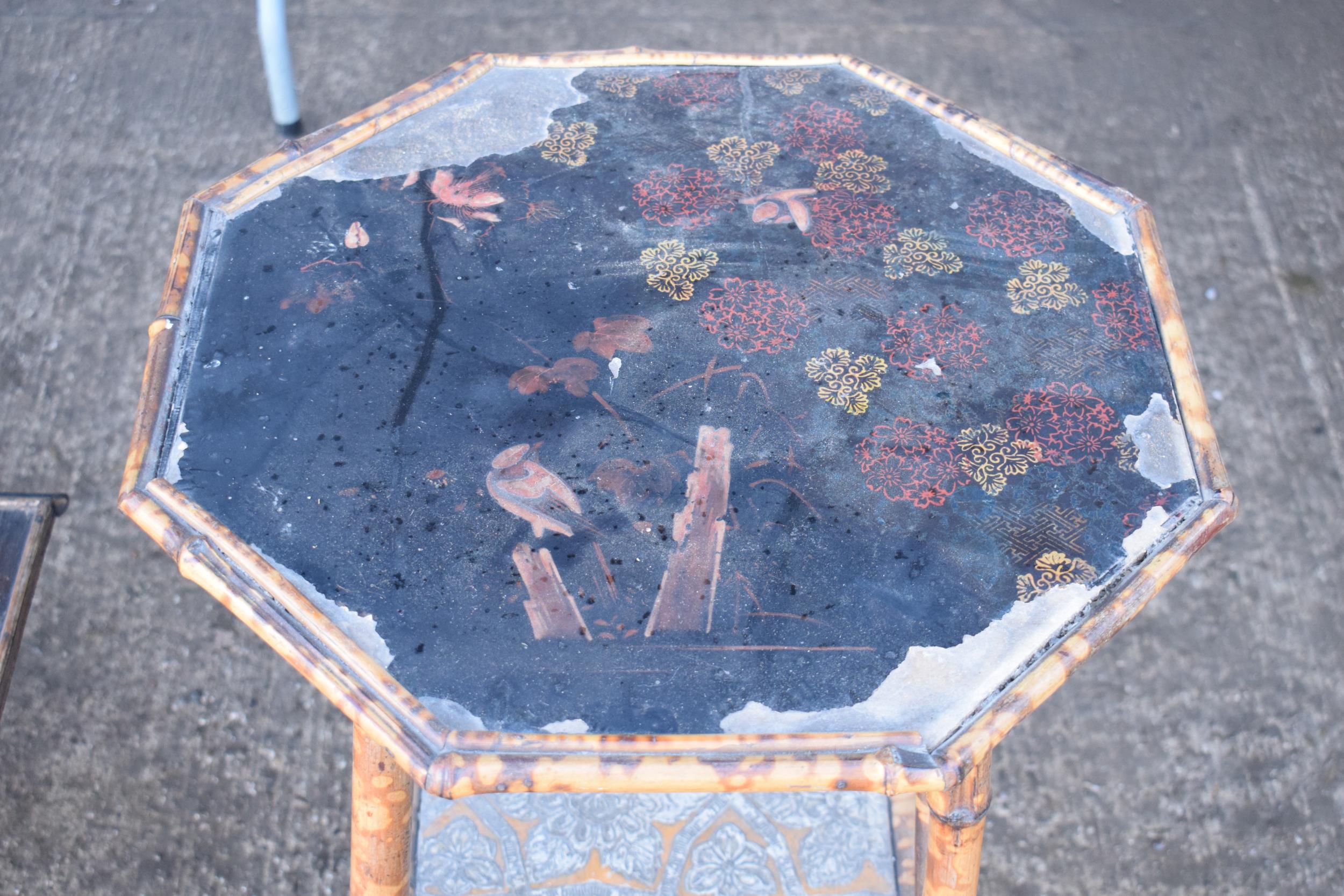 A pair of Chinese items of furniture made with bamboo and lacquer finish to include a folding - Image 3 of 11