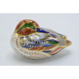 Royal Crown Derby paperweight in the form of a Teal duck. First quality with stopper. In good