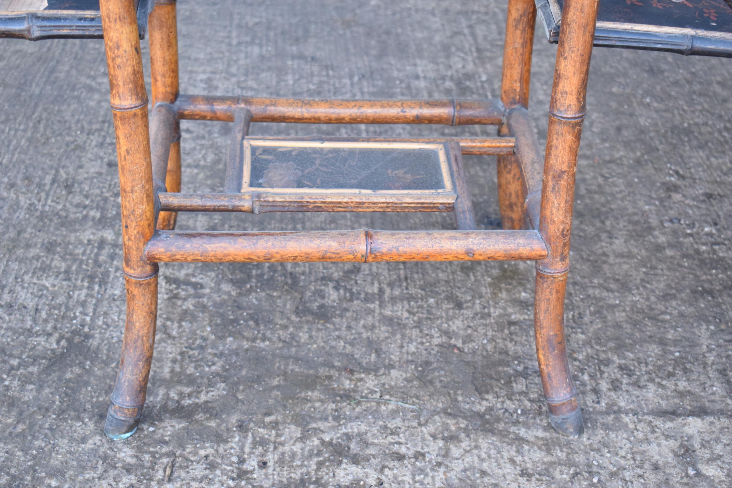 A pair of Chinese items of furniture made with bamboo and lacquer finish to include a folding - Image 7 of 11