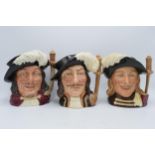 A trio of large Royal Doulton character jugs to include the Three Musketeers Aramis D6441, Athos