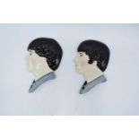 Moorland Pottery Beatles face wall plaques: Lennon and McCartney (2). In good condition with no