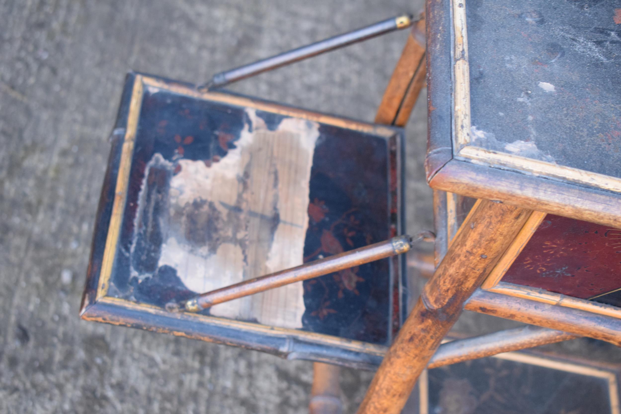 A pair of Chinese items of furniture made with bamboo and lacquer finish to include a folding - Image 9 of 11