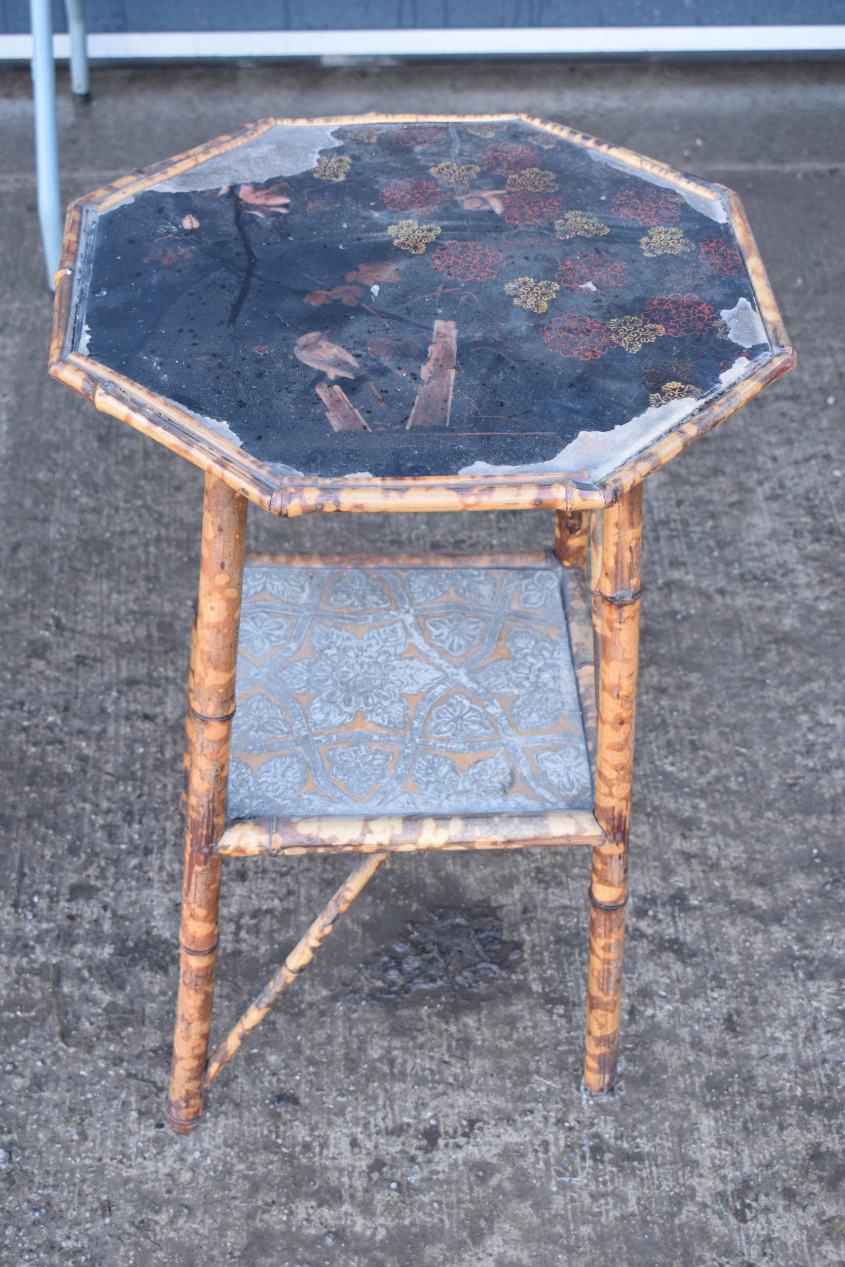 A pair of Chinese items of furniture made with bamboo and lacquer finish to include a folding - Image 2 of 11