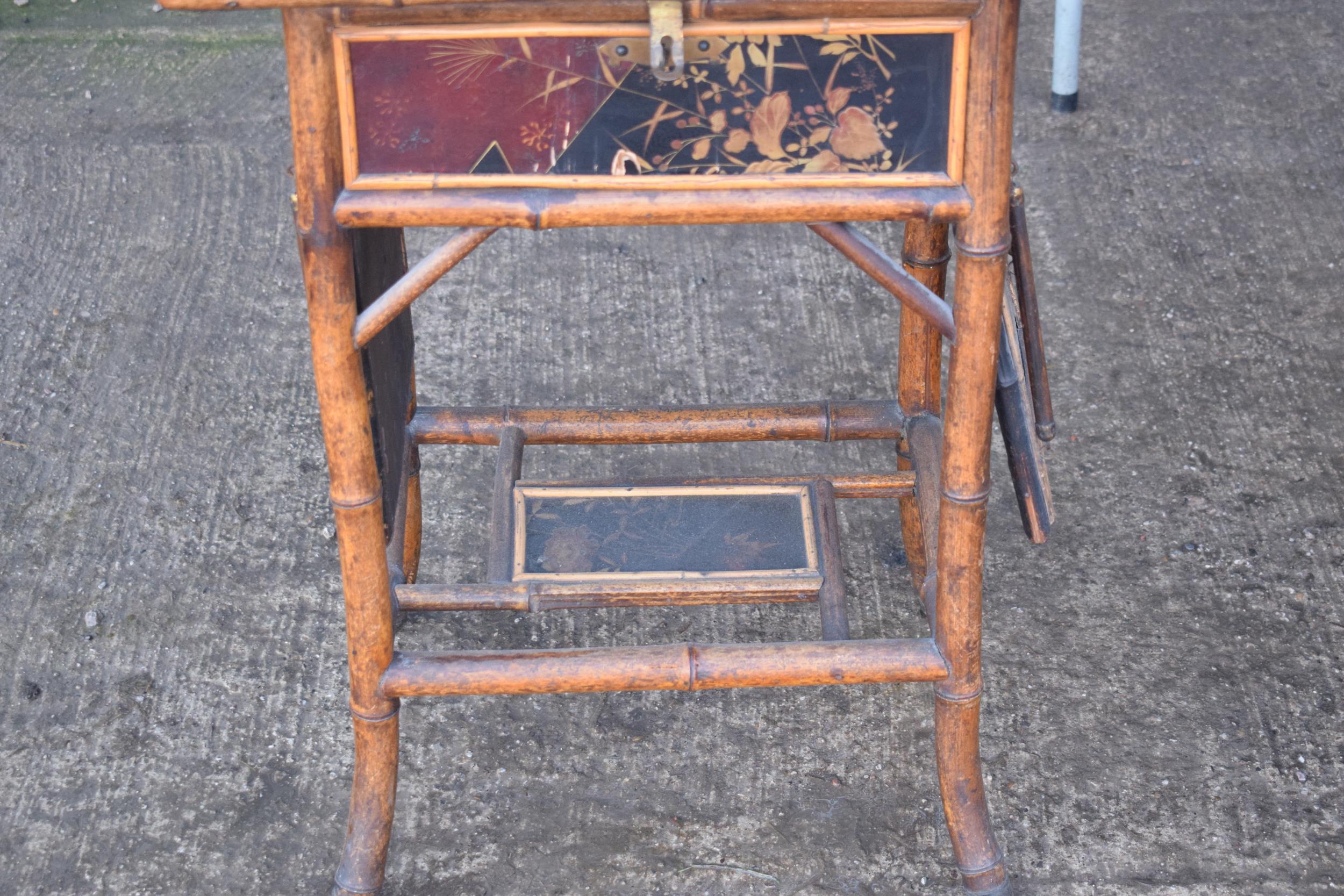 A pair of Chinese items of furniture made with bamboo and lacquer finish to include a folding - Image 11 of 11