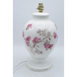 Aynsley large floral lamp base decorated with pink roses 33cm tall. In good condition with no