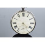 A silver cased key-wind pocket watch 'Improved Timekeeper'. Untested. Small crack to the glass.