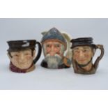 A trio of large Royal Doulton character jugs to include Sam Weller, Johnny Appleseed D6372 and Don