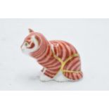 Royal Crown Derby paperweight in the form of a sitting ginger kitten. First quality with stopper. In