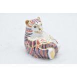 Royal Crown Derby paperweight in the form of a tiger cub. First quality with stopper. In good