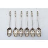 A set of 6 silver Apostle tea spoons. 64.2 grams. London 1913.