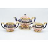 A collection of tea ware to include a Staffordshire pottery 4-piece teaset in the Imari style to