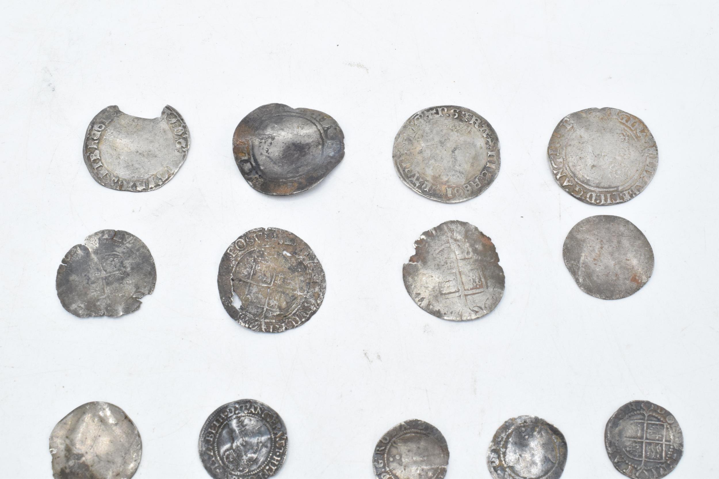 A collection of antique hammered silver coins to include Elizabeth I examples and others in - Image 2 of 4