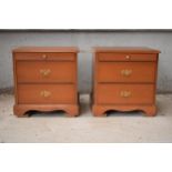 A pair of vintage 20th century Stag bedside cabinets / small chests of drawers (2). 53 x 44 x 55cm