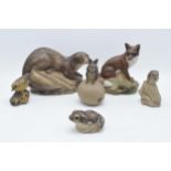 A collection of Poole Pottery stoneware-effect animals to include a fox, an otter, a toad, 2 mice