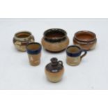 A collection of Royal Doulton stoneware miniatures to include a flagon, blue beaker, blue tankard
